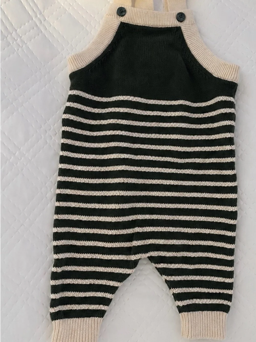 MORI Knitted Stripe Overall+ Ribbed Turtleneck Bodysuit 0-3M
